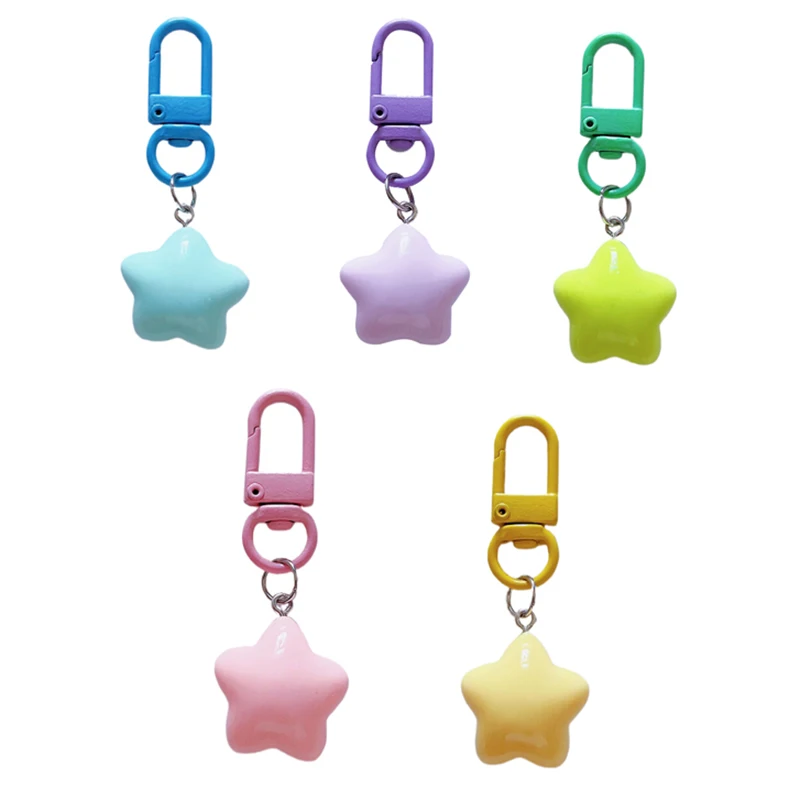 1 PCS Cute Stars Keychain Pendant Keyring For Girls Backpack Charm Headphone Case Accessory Creative Gifts