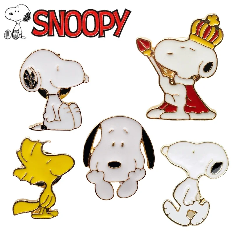 Snoopy Enamel Brooch Badge Metal Cartoon Anime Icons Brooch Pinback Jeans Lapel Pin Badge Anti-gloss Kids Women Jewelry Gift