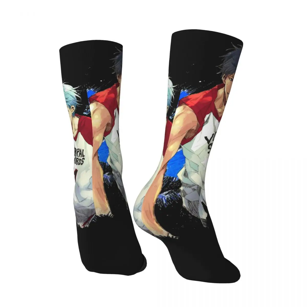 Funny Crazy Compression Sock for Men Good Players Hip Hop Harajuku Kuroko No Basket Sports Anime Series Happy Boys Crew Sock