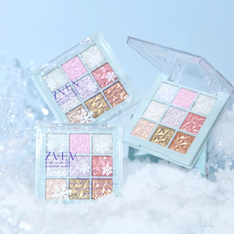 Christmas Snowflake Nine-Color Eyeshadow Palette, Sparkling and Brightening, Highlighting the Eye Silkworm, Ice and Snow Diamond