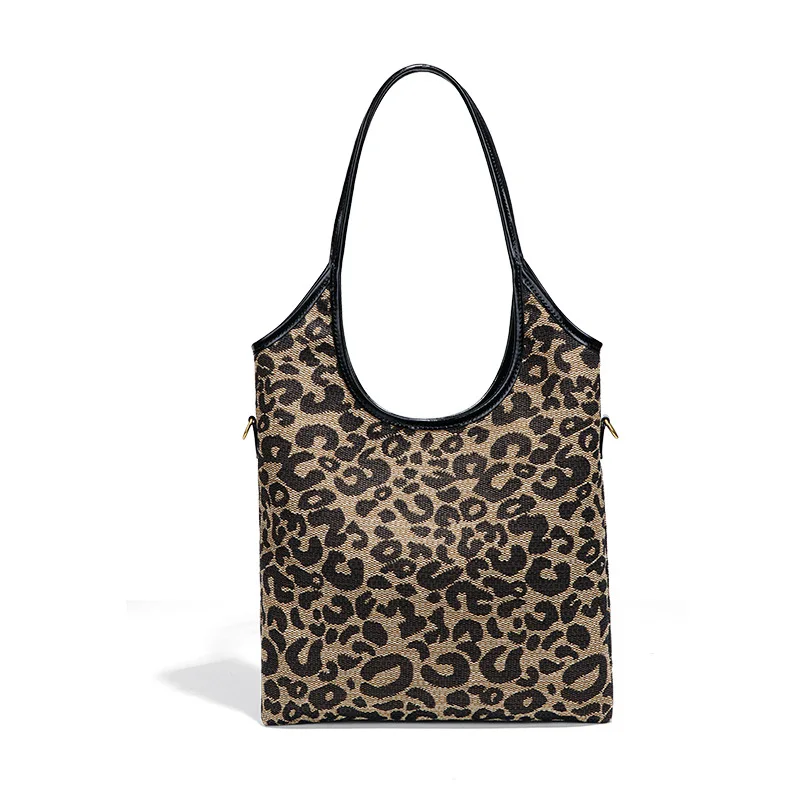 

Leopard-print bag, European and American retro single-shoulder tote bag, fashionable and trendy, lazy style, underarm bag
