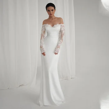 Eleganckie długie bufiaste rękawy Sweetheart płaszcza/suknie ślubne syrenka wykonane na zamówienie dla nowożeńców uprawiane 2025 Vestido De Noival