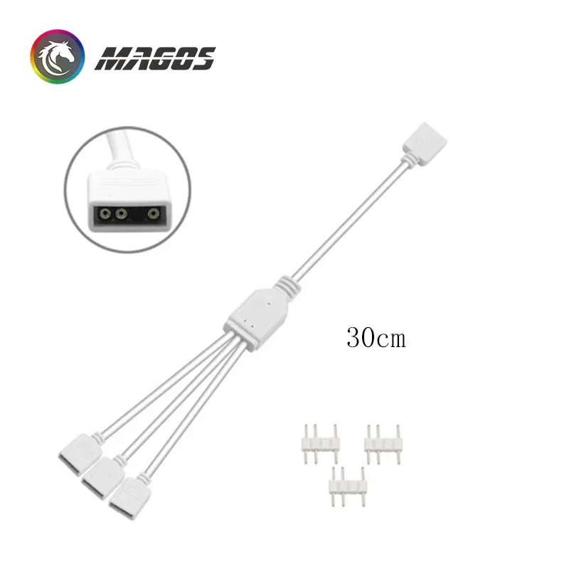 DIY White Motherboard RGB SYNC Splitter, 12V 4Pin RGB / 5V 3Pin ARGB SYNC HUB Transfer Extension Cable For M/B ASUS GIGABYTE