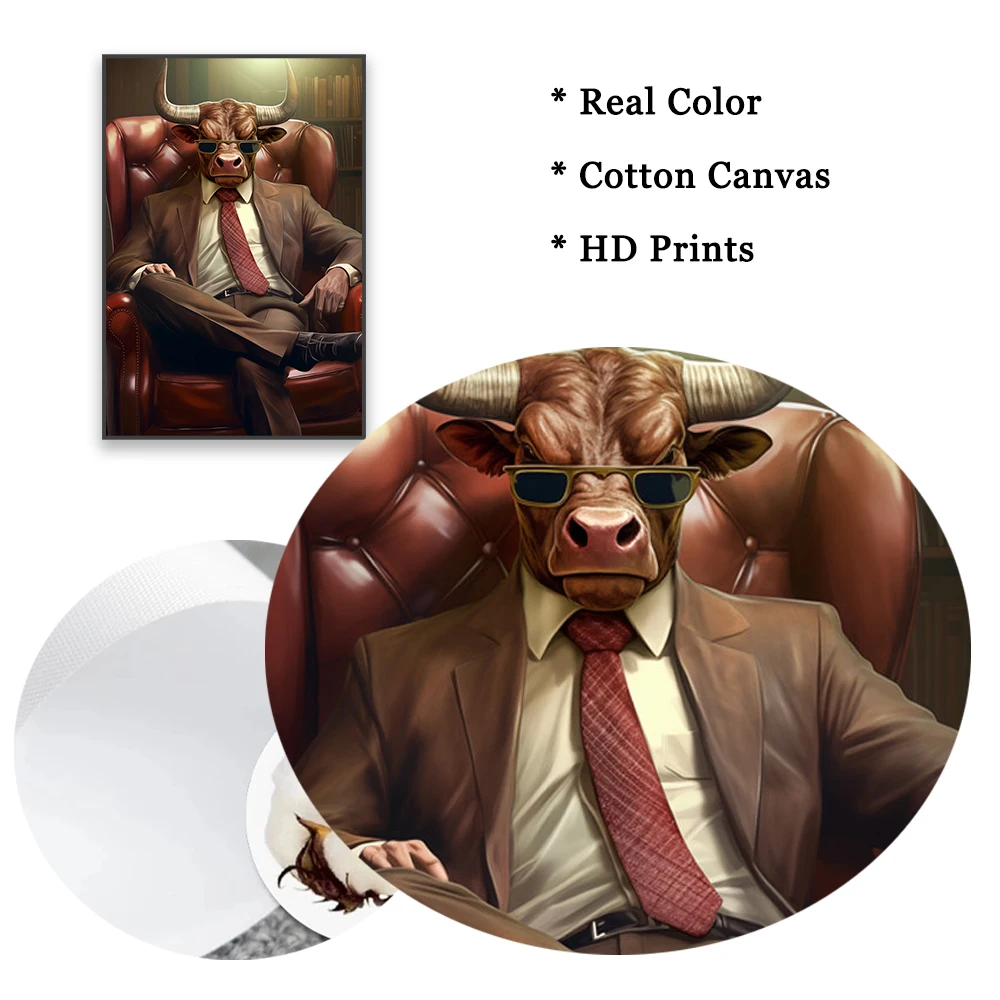 Modern Successfull Wall Art Poster Stock Market Bull Bear Colorful Print Financial Wall Art Canvas Painting Office Decor