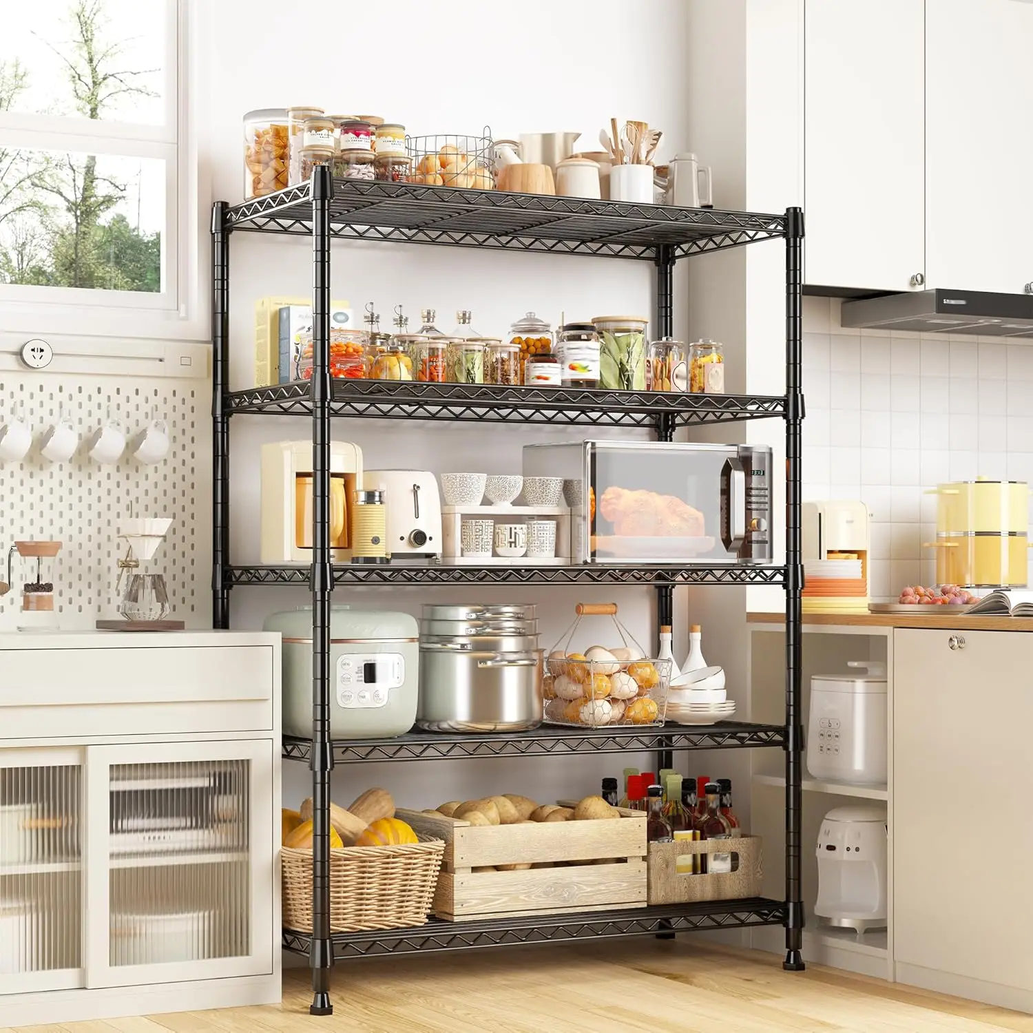 

5-Tier Wire Shelving Rack Storage Shelves Metal Shelves,1020 LBS Adjustable Heavy Duty Metal Shelving Units 29" W X 14" D X 63"H