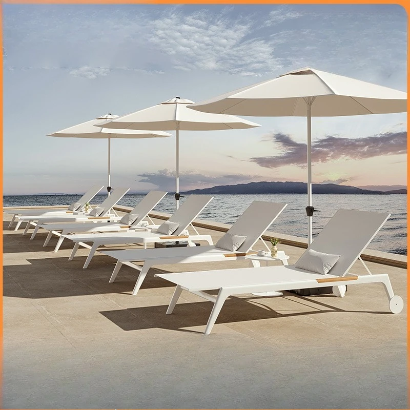 

Modern simple outdoor lounge chair waterproof and breathable seaside beach swimming pool single bed hotel hot spring