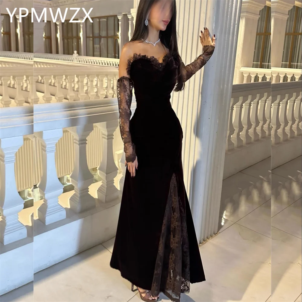 

Customized Prom Gown Formal Evening Dress YPMWZX Strapless A-line Floor Length Sleeveless Skirts Bespoke Occasion Dresses Party