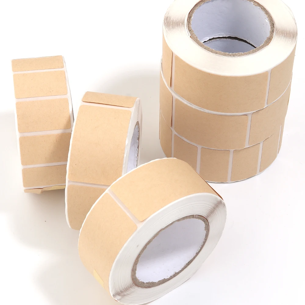260-800pcs Kraft Paper Label Stickers Rolls of Self-adhesive Stickers Handwriteable Tags for Classification Packaging Note