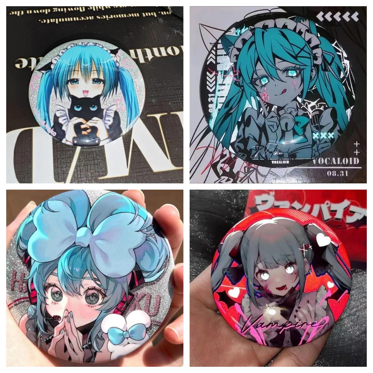 New Hatsune Miku Reflective Badge Anime Peripheral Pins Cartoon Breastpin Kawaii DIY Itbag Clothing Accessories Birthday Gifts