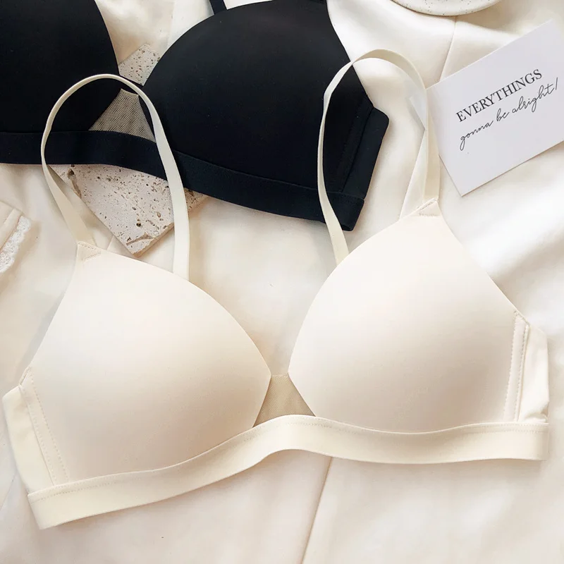Simple comfortable lingerie triangle cup thin large  underwear gathered collect vice breasts breathable non-steel ring bra