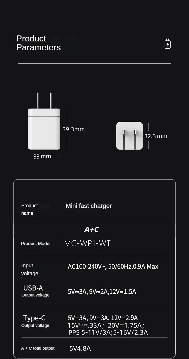 20w Fast Charging USB A C Type Wall Charger Block PD QC 3.0 Power Adapter for iPhone 16 15 14 Pro Max iPad AirPods Tablet EU US