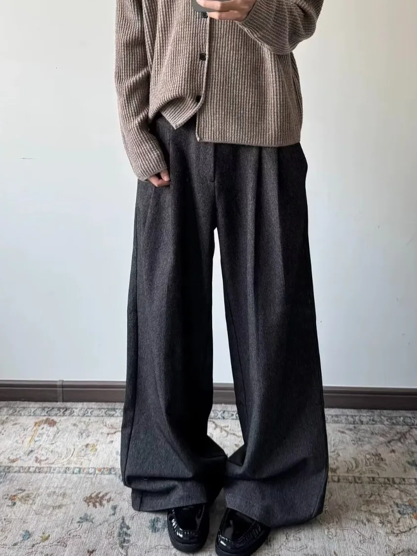 

Японские широкие брюки A-силуэта, мужские повседневные свободные модные брюки, плиссированные, прямого кроя, универсальные, весенний сезон