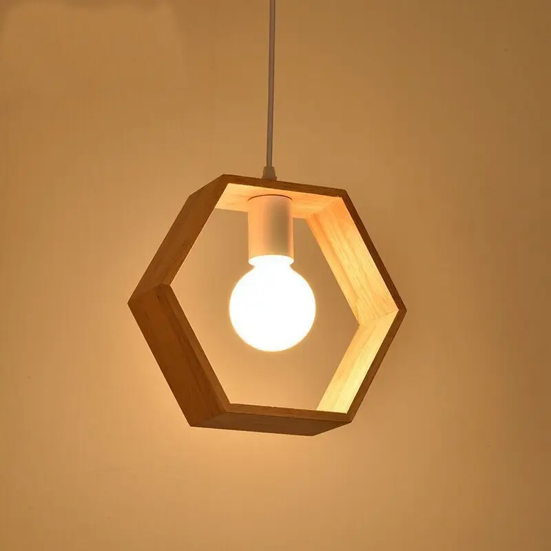 

Geometric Wooden Pendant Lights Indoor Decoration Lighting Restaurants Bars Cafes Bedrooms Bedside Study Rooms Chandeliers