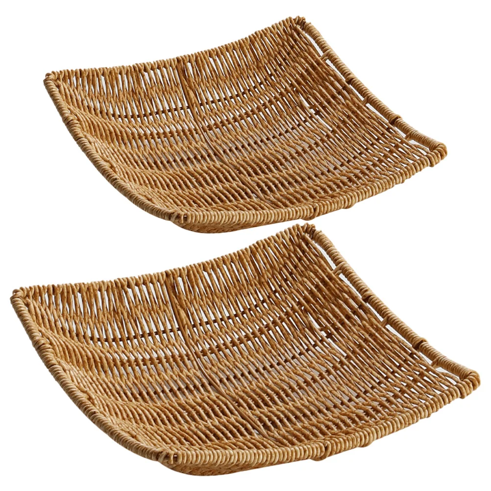 

Набор из 2 плетеных корзин для фруктов под ротанг, ручной работы, элегантный дизайн, для отелей, ресторанов, многоцелевое использование, для подачи и хранения