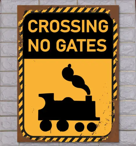 LEVEL CROSSING NO GATES Retro Metal Sign Man Cave Bar Pub Plaque Vintage Gift