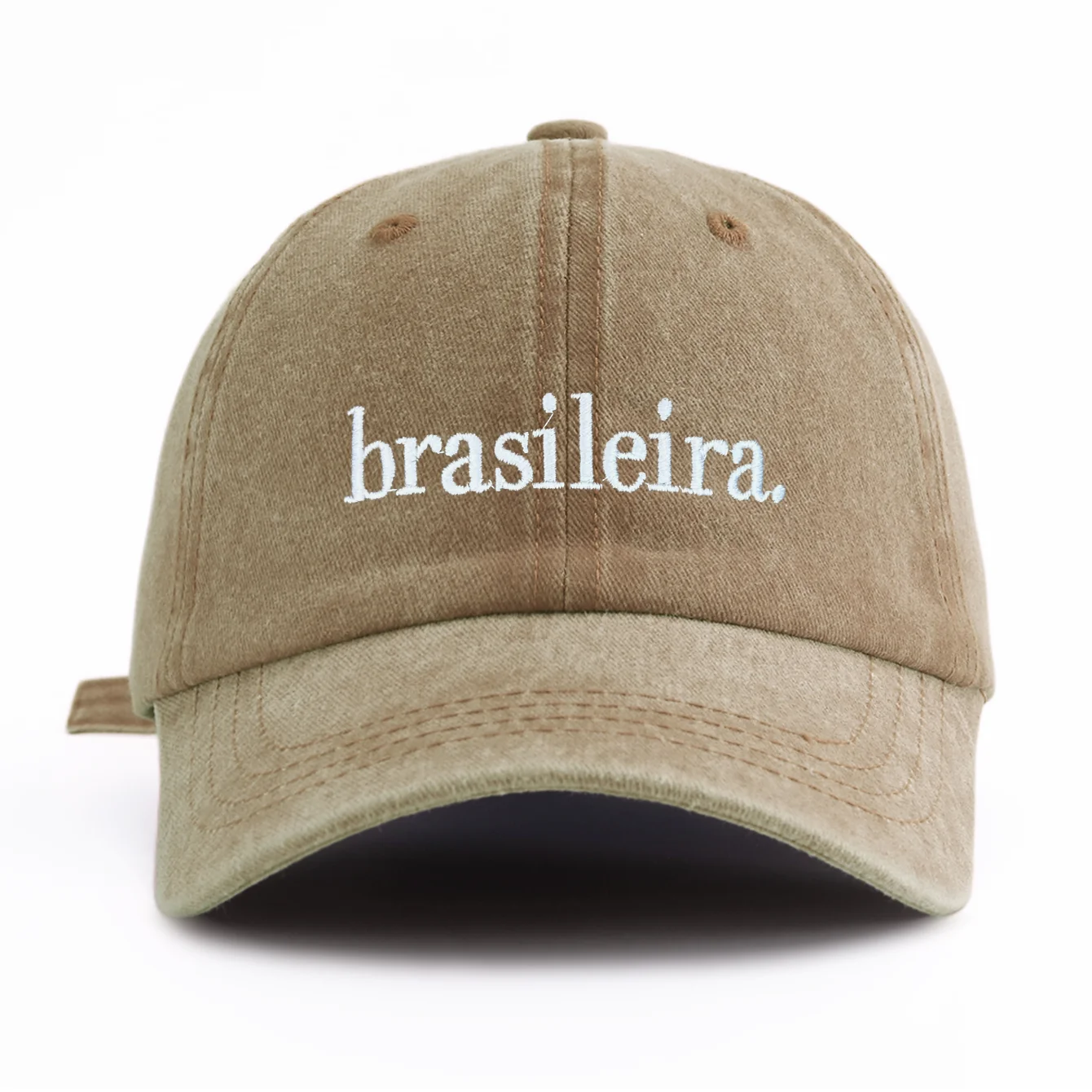 Unisex Brasileira Letter Embroidered Washed Baseball Cap Retro Vintage Dad Hat Available in Multiple Retro Colors Sun Hat