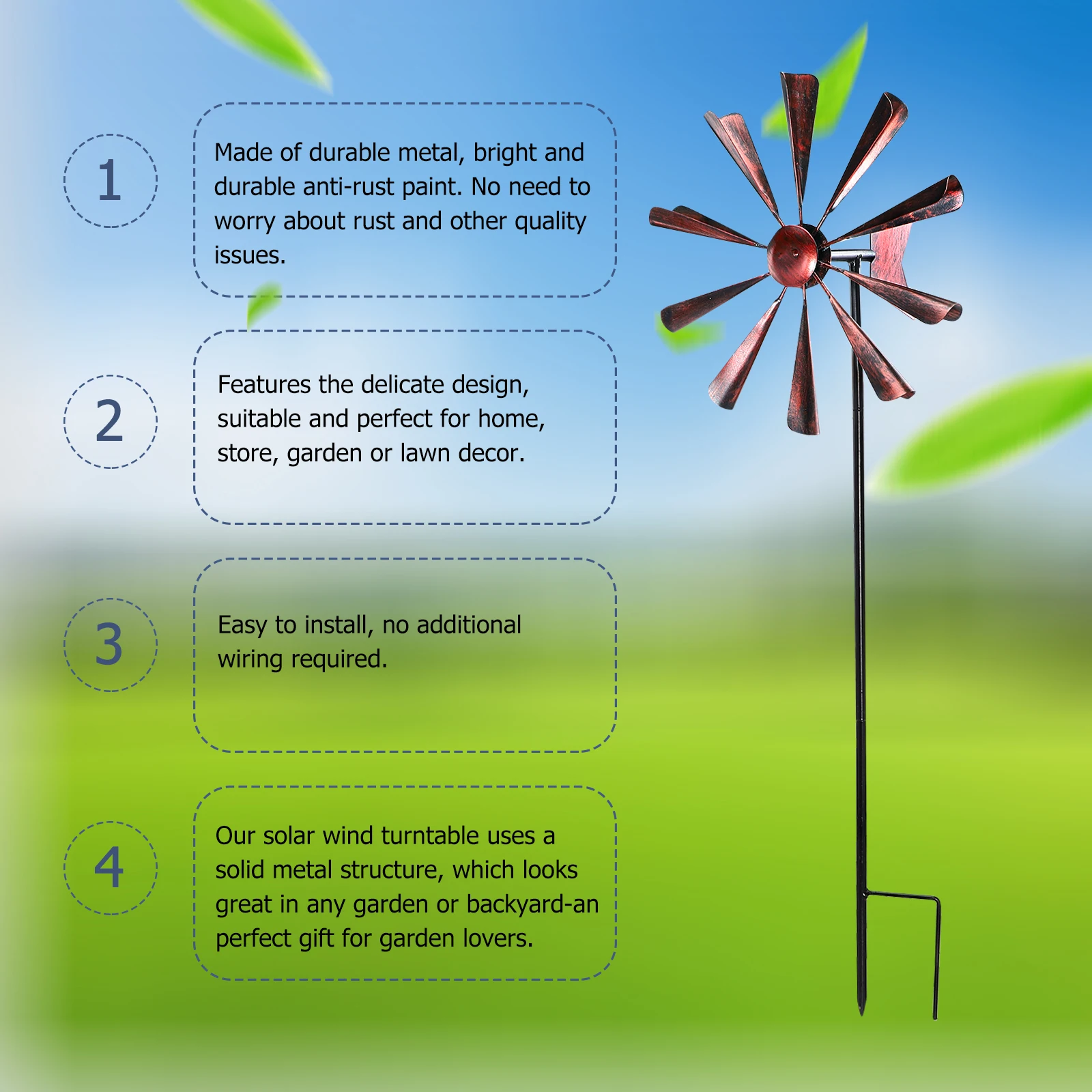 

Outdoor Ornaments Windmill Decorations Landscape Garden Inserting Iron Red Scene Man