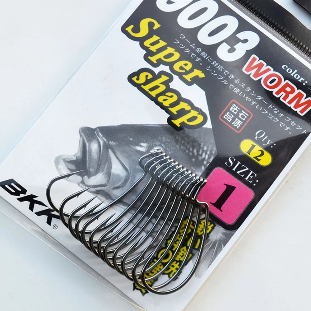 BKK 9003CD 9003 81WV anzuelos compensados texanos de acero rico en carbono premium para pesca de perca de trucha anzuelo de gusano suave # 3- # 5/0