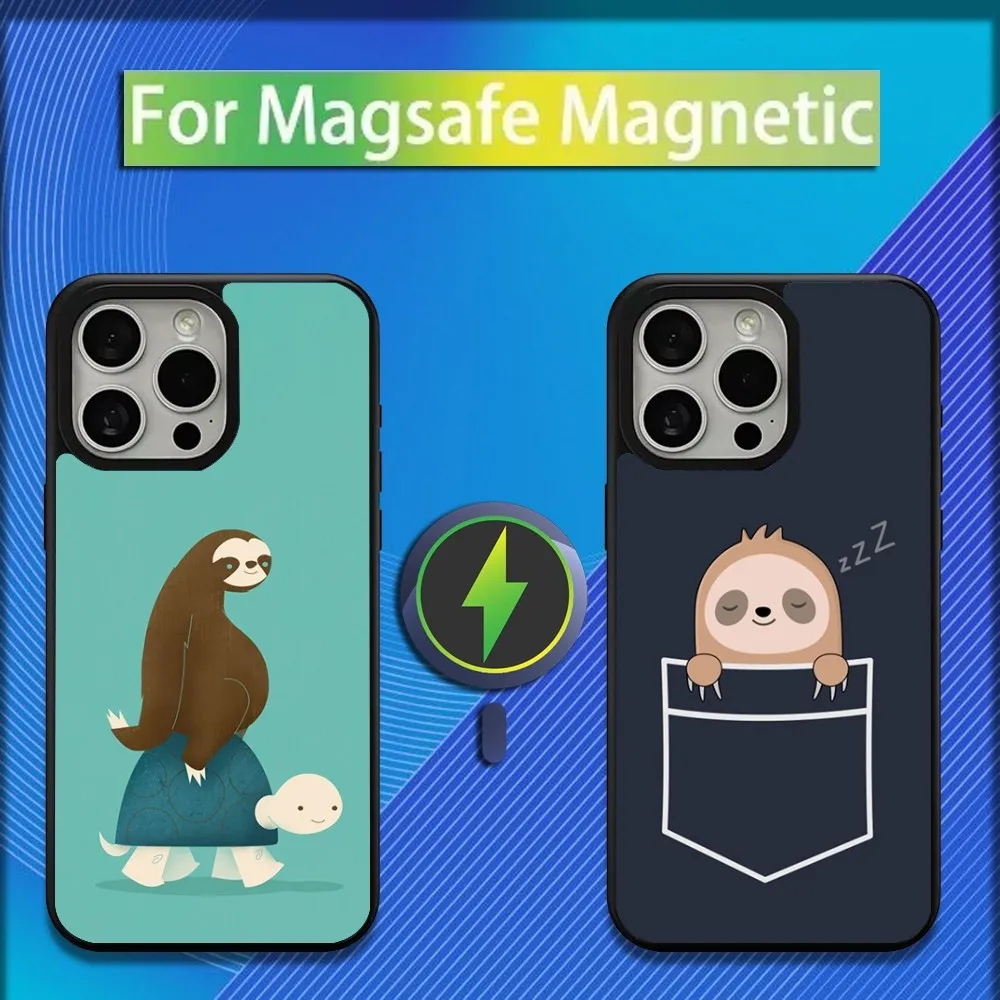 Turtle Cute Sloth Phone Case For iPhone 16,15,14,13,12,11,Plus,Pro,Max,Mini Magsafe Magnetic Wireless Charging