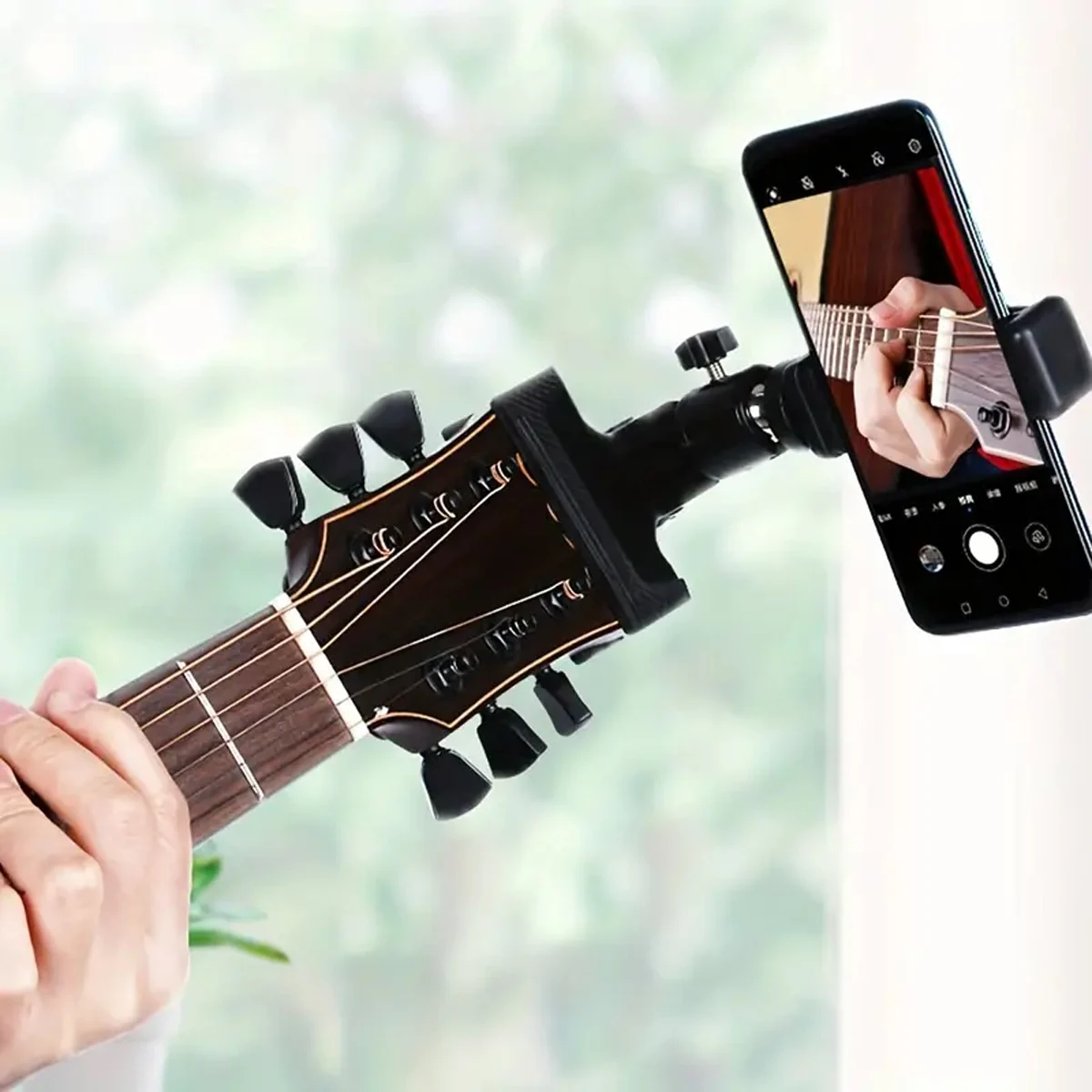 360 ° Soporte musical giratorio para teléfono celular: ideal para guitarra, Kalimba y más. Perfecto para actuaciones en vivo, músicos y serpentinas.