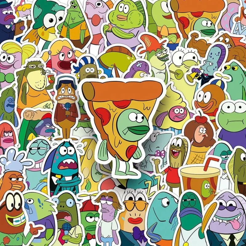 50PCS Bikini Bottom Mermaid SpongeBob SquarePants Stickers Cartoon Anime Notebook Phone Case Decoration Stickers Wholesale