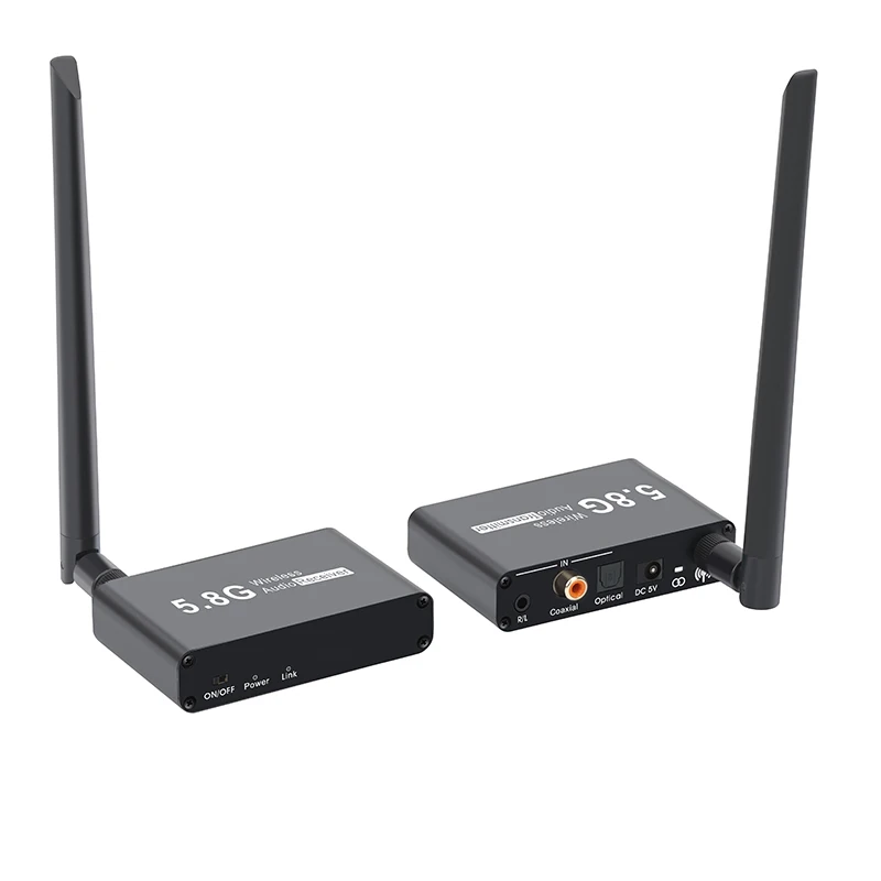 Trasmettitore audio ottico coassiale wireless da 5,8 GHz Extender 50M WiFi Ricetrasmettitore audio stereo analogico da 3,5 mm per altoparlante TV Soundbar