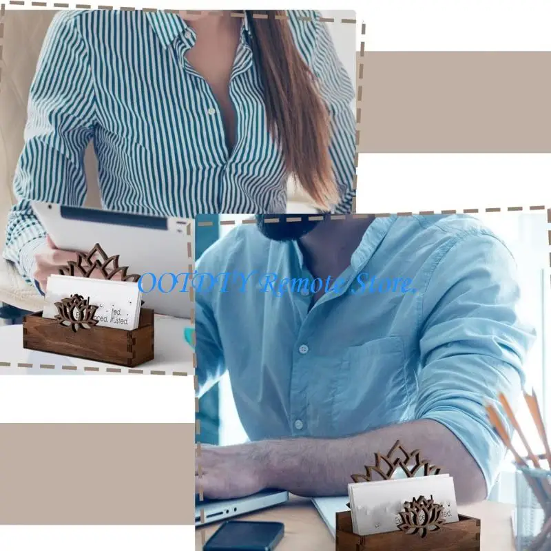 Flower Carved Business Card Case Desktop Name Card Organiser Storage Case For Office Desk Display 5.1x4.1x1.5Inch