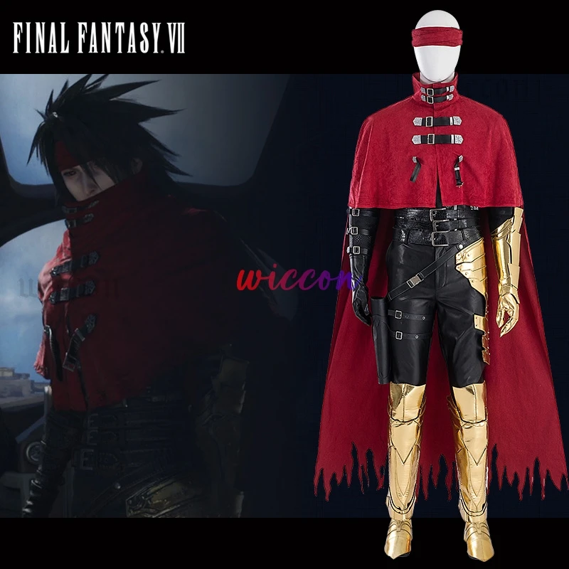أزياء فنسنت فالنتين التأثيرية للبالغين لعبة الهالوين فاينل فانتسي السابع فنسنت ريد عباءة ملابس بدلة حفلات الهالوين كرنفال