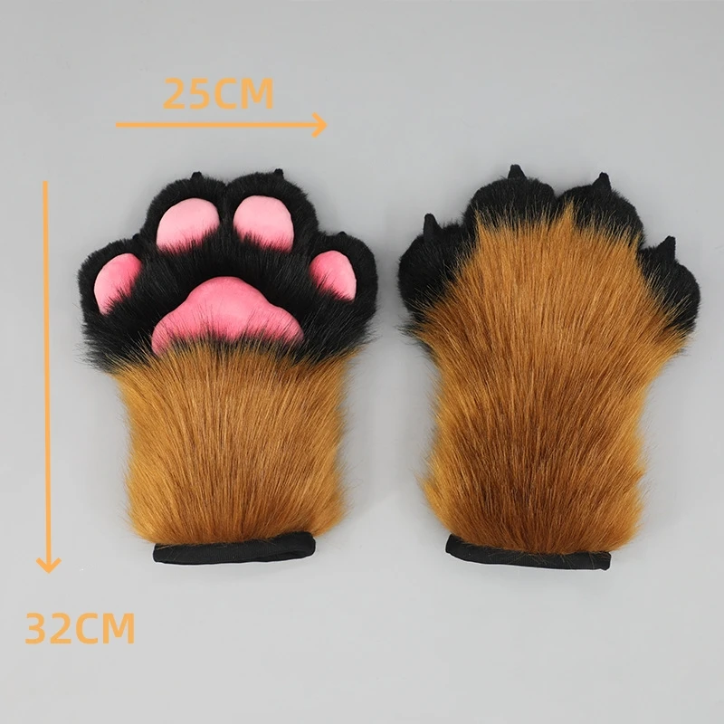 1 Paar Hete Anime Fluffy Handgemaakte Harige Kat Klauw Handschoenen Pluche Fursuit Nail Klauw Handschoenen Schattige Beer Paw Cosplay Kostuum Accessoires