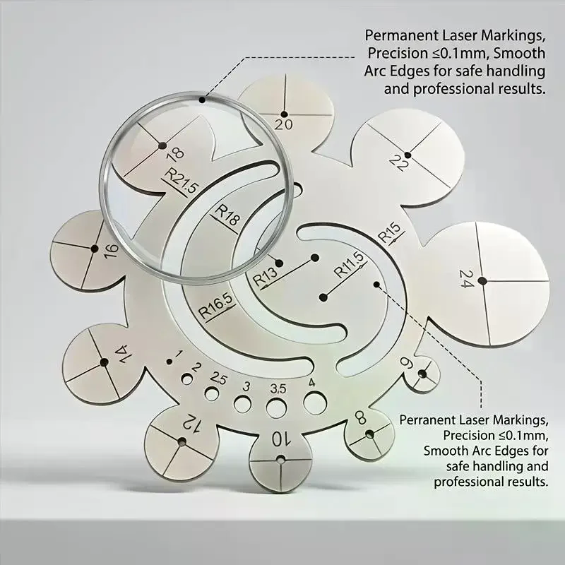 11 In 1 Multi Function Circle Template Radius Gauge 8 24mm Round Corner Arc Finder Center Locator Ruler For Woodworking