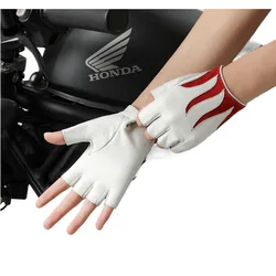 Men And Women Half Finger Genuine Sheepskin Leather Gloves  Outdoor Cycling Driving Motorcycle Gloves Fingerless Mittens