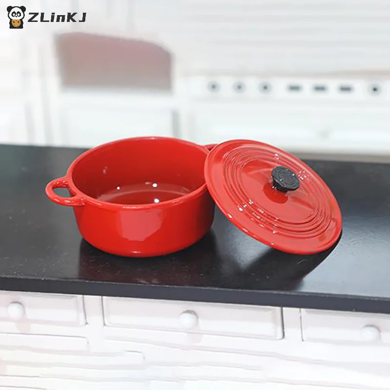 ▶1PCS Mini Pot Boiler Pan With Lid Kettle Dollhouse Miniature Cooking Ware Play Kitchen Toy Doll House Accessories