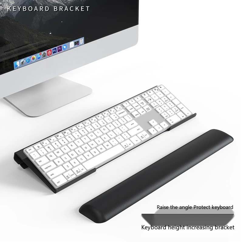 Acrylic Keyboard Stand Z-Shape Tilted Desktop Riser with Wrist Rest for Mechanical Keyboard Transparent Black