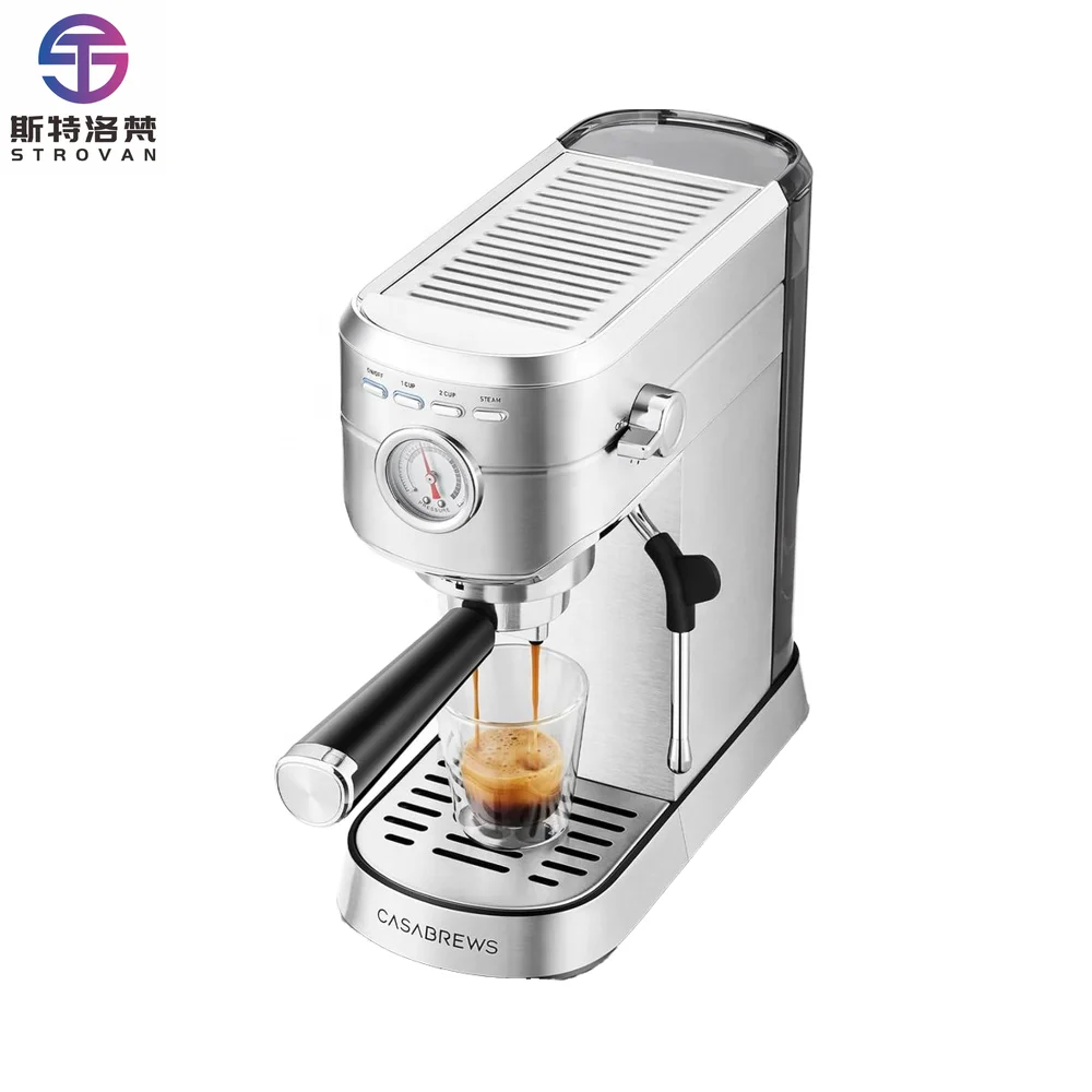 

STLF 20 Bar Compact Espresso Machine Stainless Steel Electric Steam Milk Frother 34oz Removable Coffee Maker