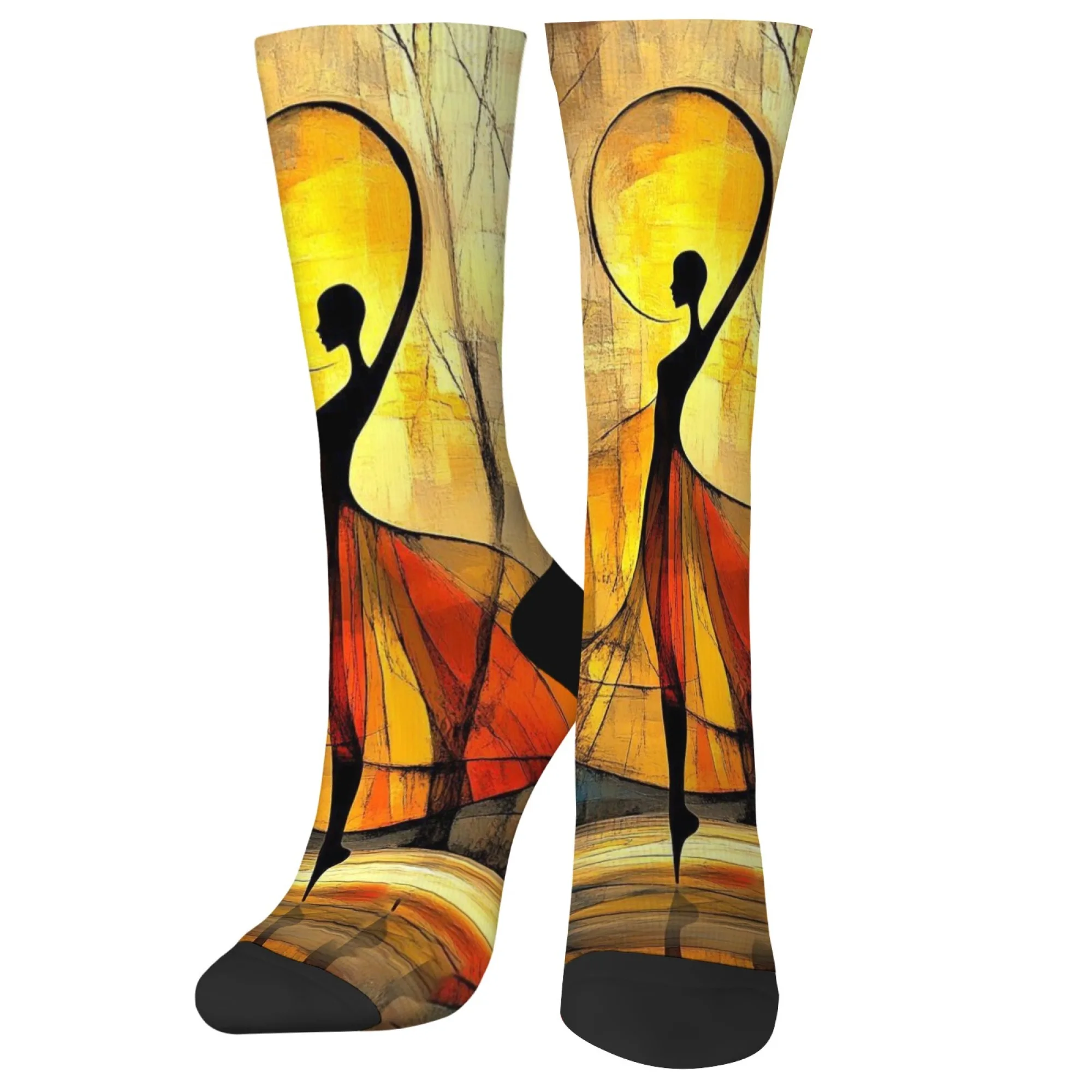 صورة ظلية لراقصة الجوارب الرجالية جوارب الهالوين السعيدة هدية الجدة متعة جوارب ضغط ريترو ستايل موضة جوارب رياضية