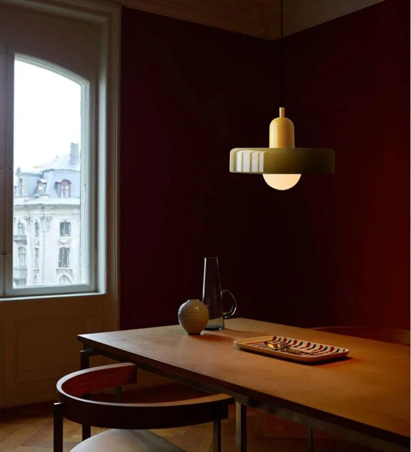 Lampe LED suspendue en verre au design nordique, luminaire décoratif d'intérieur, idéal pour un salon, une chambre à coucher, un bureau, une salle à manger ou un Bar, couleur bonbon