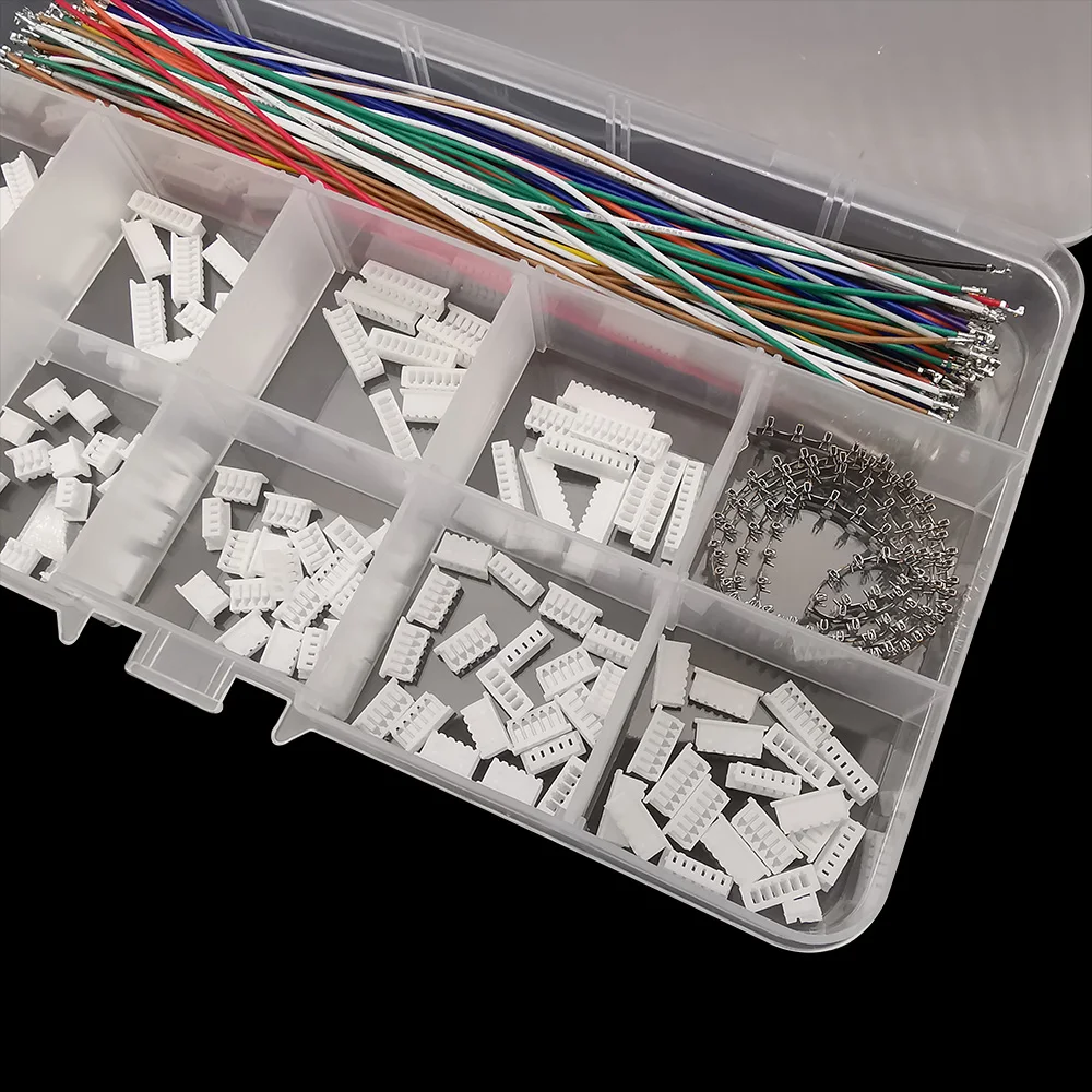 1Box Mini JST 1.25mm Connector Kit 1.25mm Pitch MX 1.25 2/3/4/5/6/7/8/9/10 Pin Female Housing Pre-Crimped Cables Wires 28AWG view 2