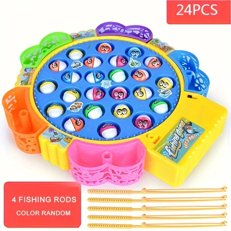 Divertente giocattolo da pesca elettrico, set di giocattoli rotanti per piatti da pesca per famiglie, set di piatti da pesca rotanti musicali, giocattolo da competizione per desktop