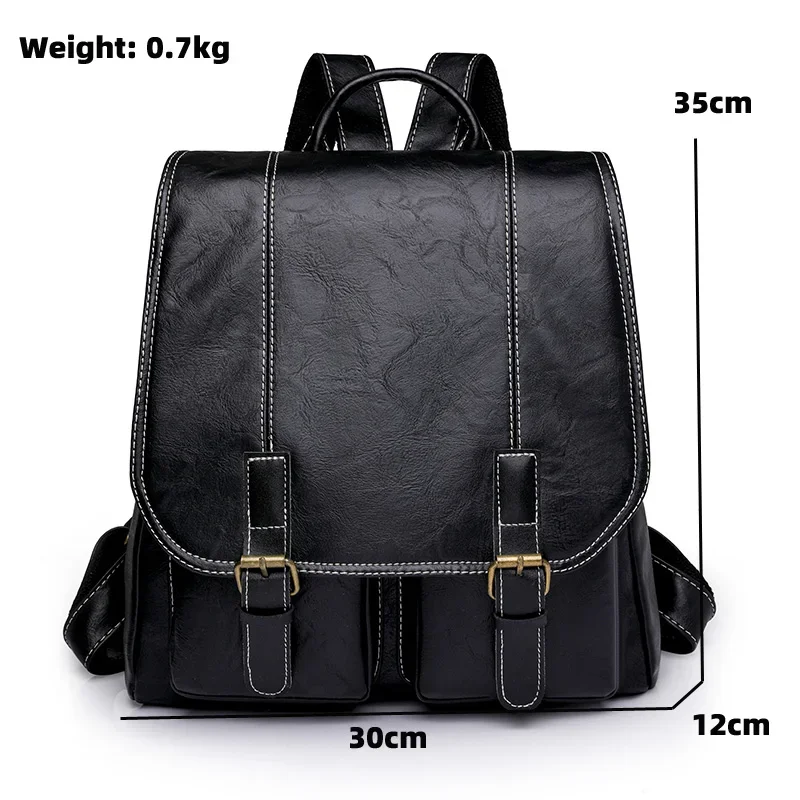 2023 New Women Backpack Soft Leather Large Capacity Travel Backpacks Vintage School Bag for Teenage Girls Men Female Laptop Bags