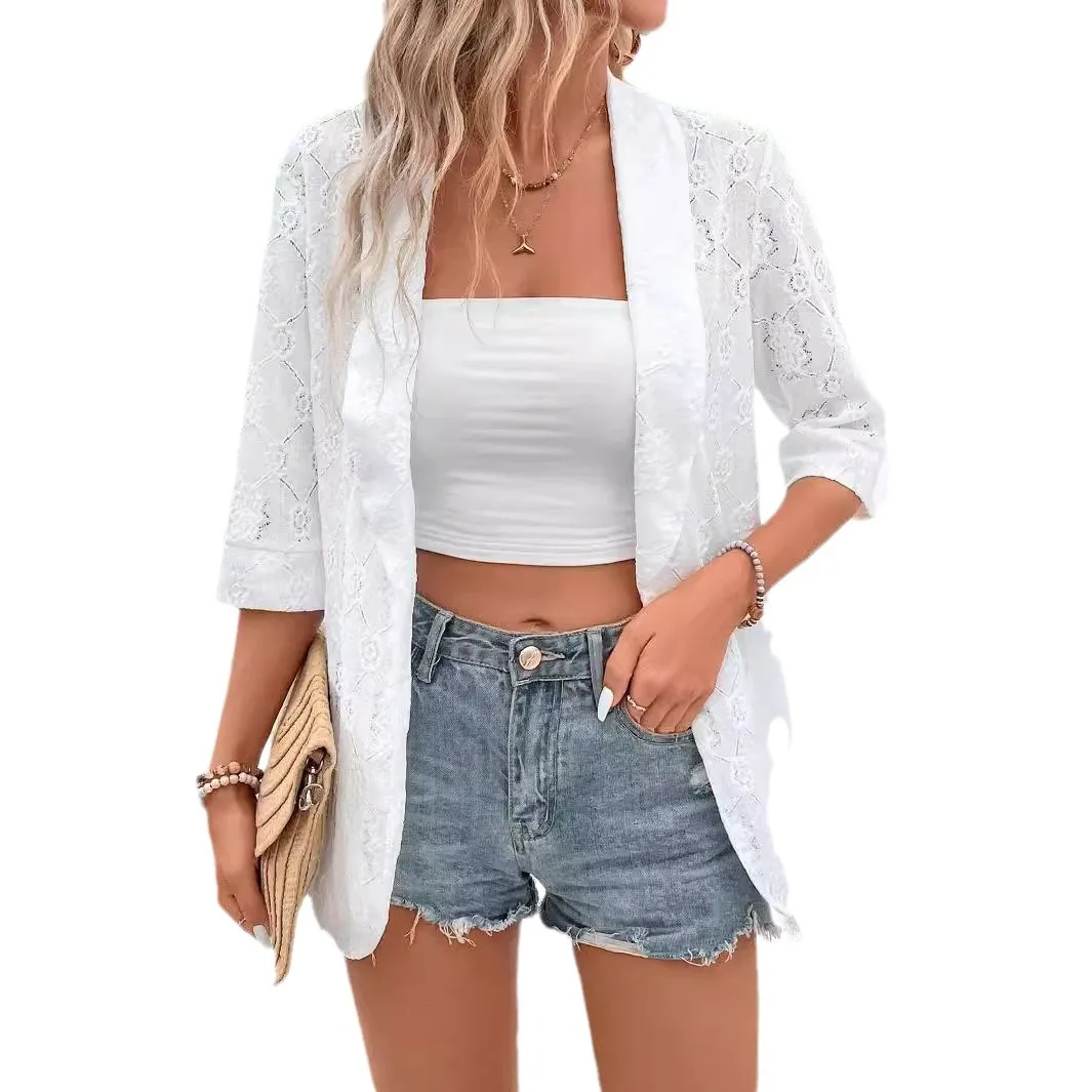 

Cross-border autumn 2025 new elegant color bud 7-point sleeve turn est west women's coat cw64219