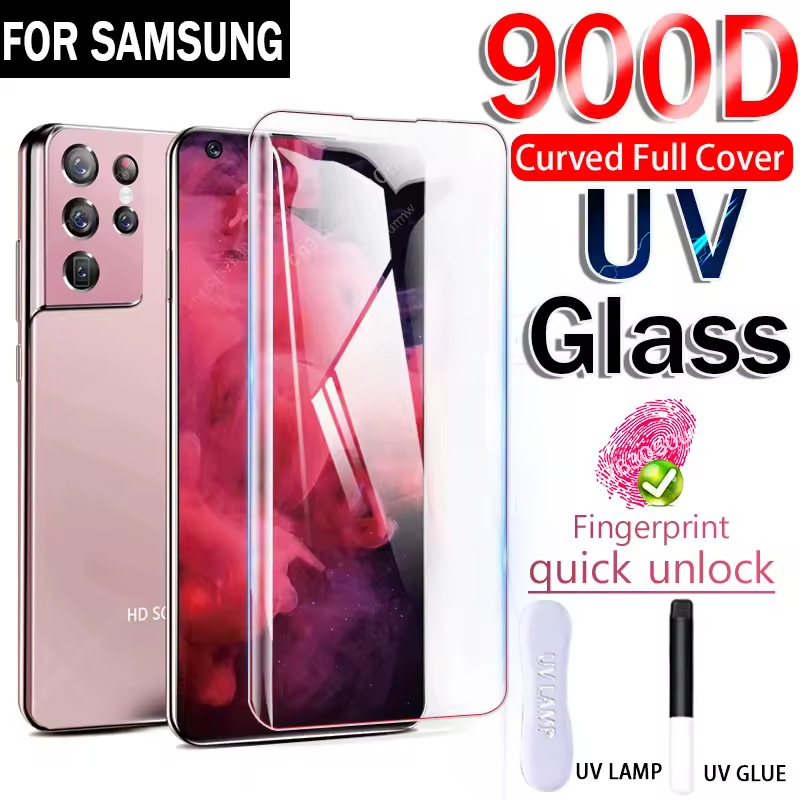 900D UV HD закаленное стекло для Samsung Galaxy S24 S23 S21 S22 Ultra Plus FE, Защитная пленка для экрана Note 20 10 9 S9 8 S10 E Lite 5G
