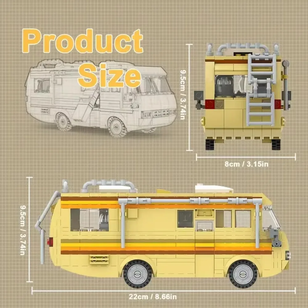 Décennie s de construction de voiture MOC Breaking Bad Cooking Lab, kit de voitures, bus high-tech, véhicule, bricolage, modèle dos, camionnette, cadeaux jouets, 360 pièces