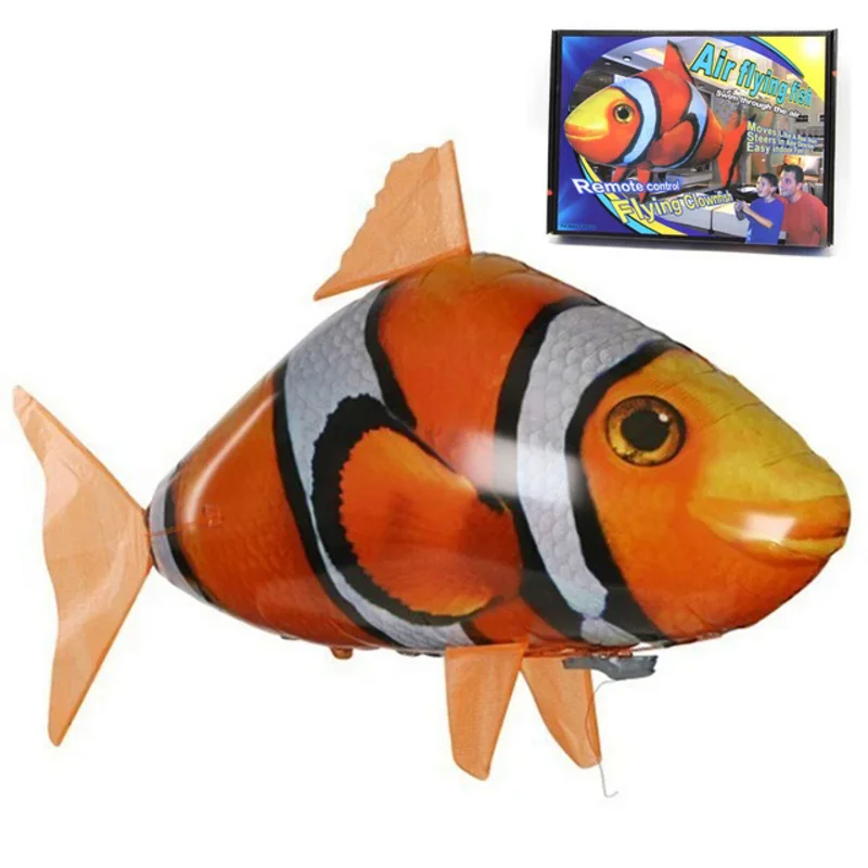 Children Cartoon remote control flying fish inflatable shark Air Swimming RC Animal Radio Balloons Clown Fish toys for kids