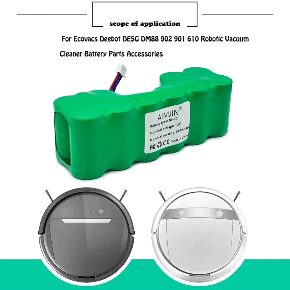 Best Seller Battery for Ecovacs Deebot DE33 DE35 DE55 DE5G DD35 DM87 DM88 DG716 12V 3000mAh Robot Vacuum Cleaner Batttery Pack