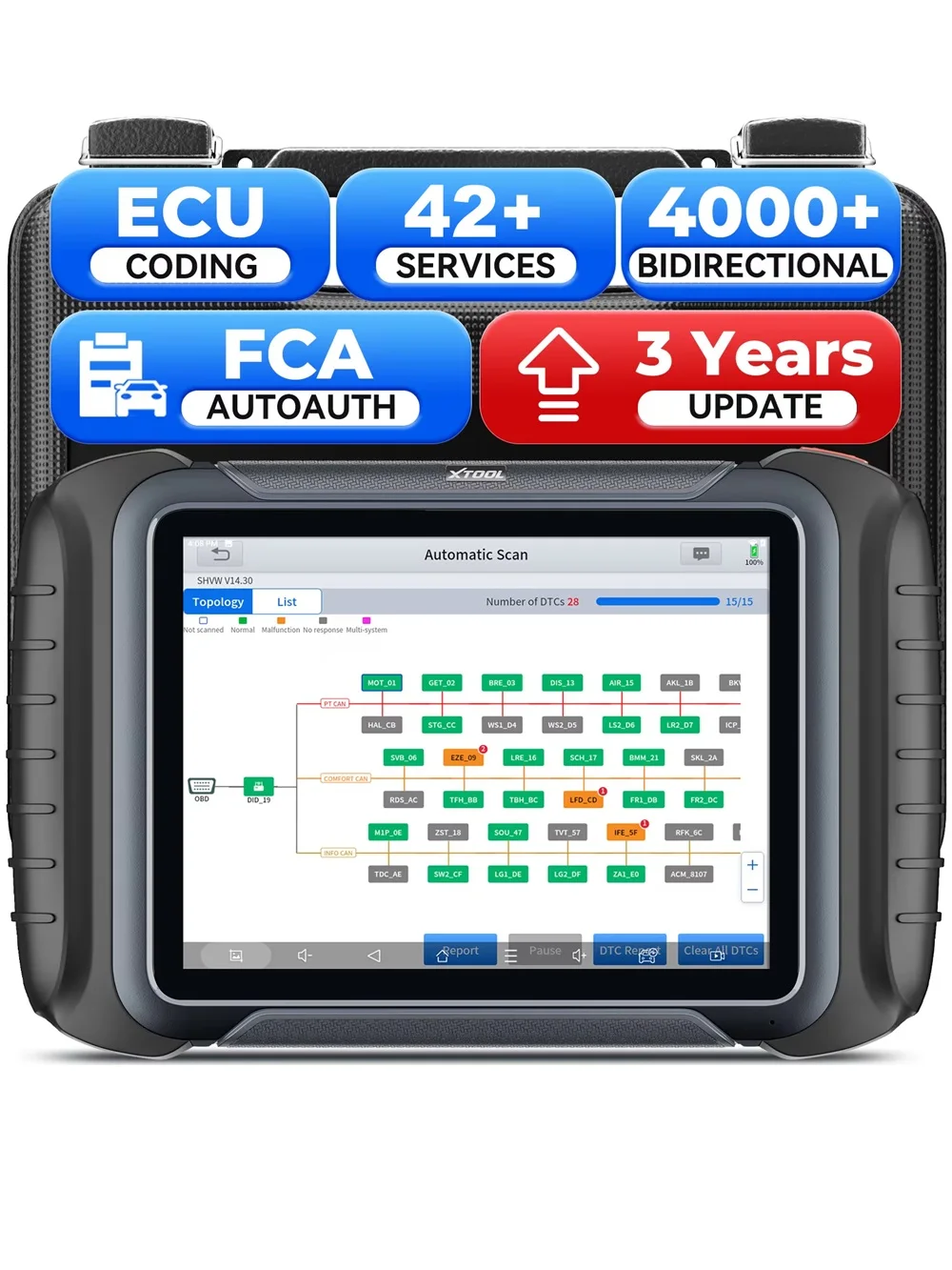Outil de diagnostic automobile XTOOL D8S 2026 – Scanner OBD OBD2 bidirectionnel CAN FD DOIP FCA AutoAuth avec 42+ fonctions de réinitialisation et codage ECU
