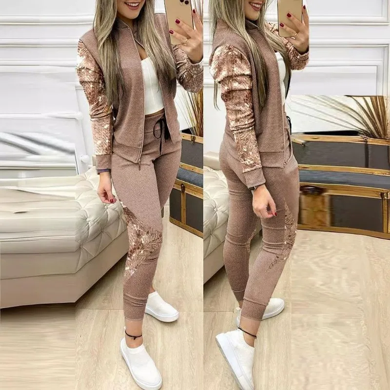 Spring Autumn New Women\'s Clothing Cardigan Long Sleeve Coat Trousers Two-Piece Set