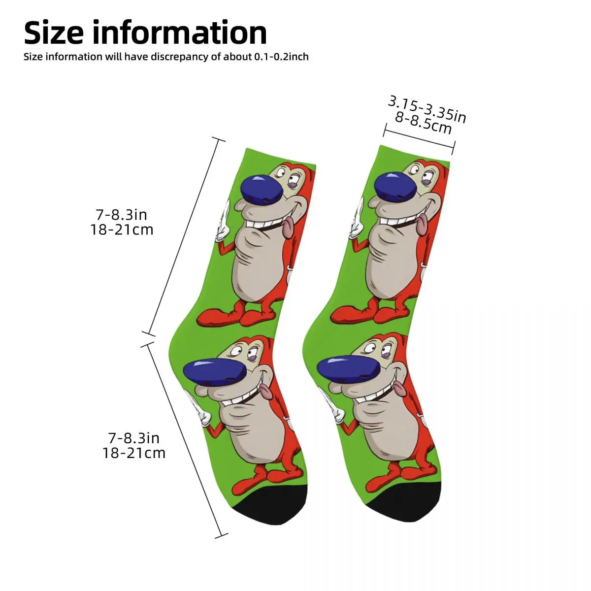 Funny Crazy compression Ren And Stimpy A-Line Dress Sock for Men Hip Hop Vintage T-The Ren & Stimpy Show Cartoon Happy Quality