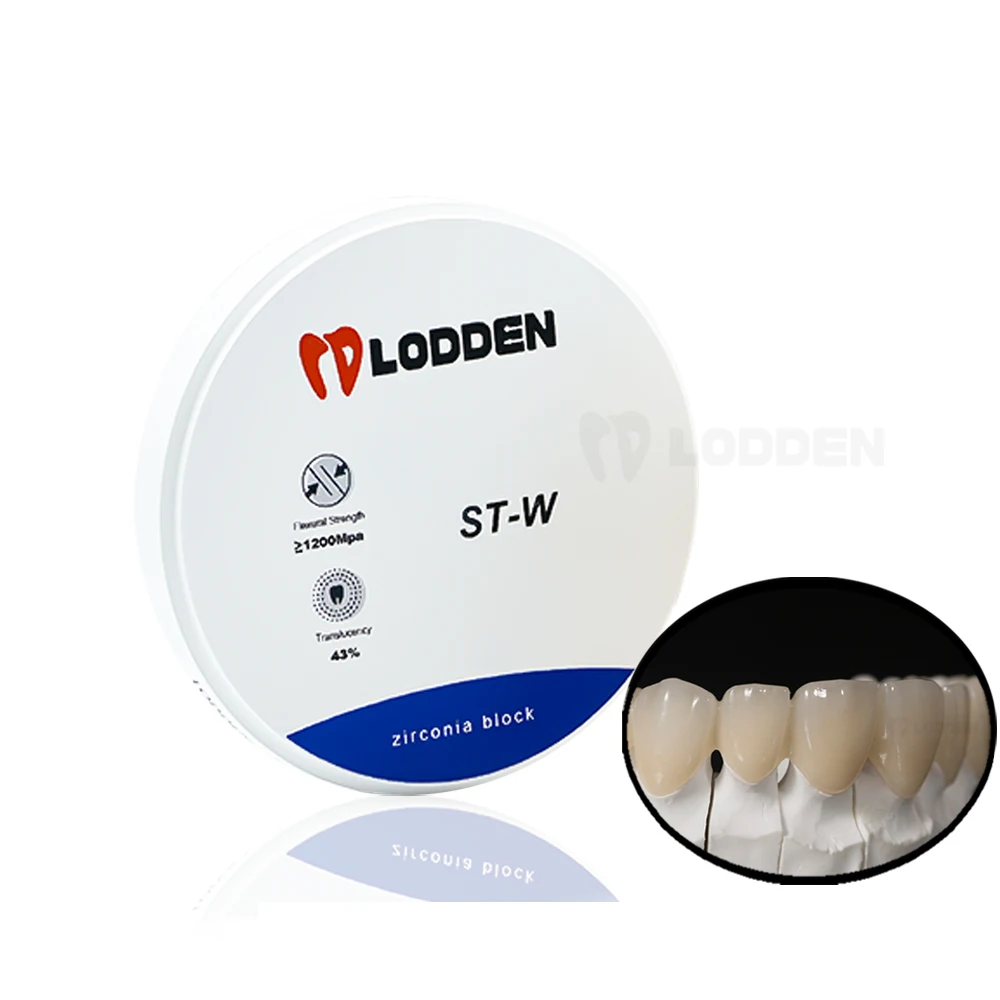 Lodden White Zirconia Blocks Coping Dental Prosthetic Materials Posterior Anterior Crown 5-7 Unit Bridges Full Arch Tooth