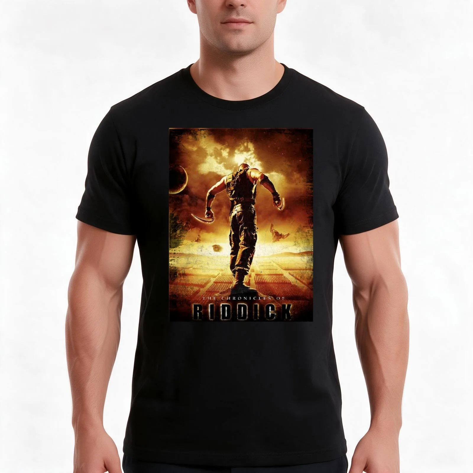 chronicles of Riddick movie poster T-Shirt Summer Casual Cotton Tee Oversized Streetwear Tops Vintage Graphic Print