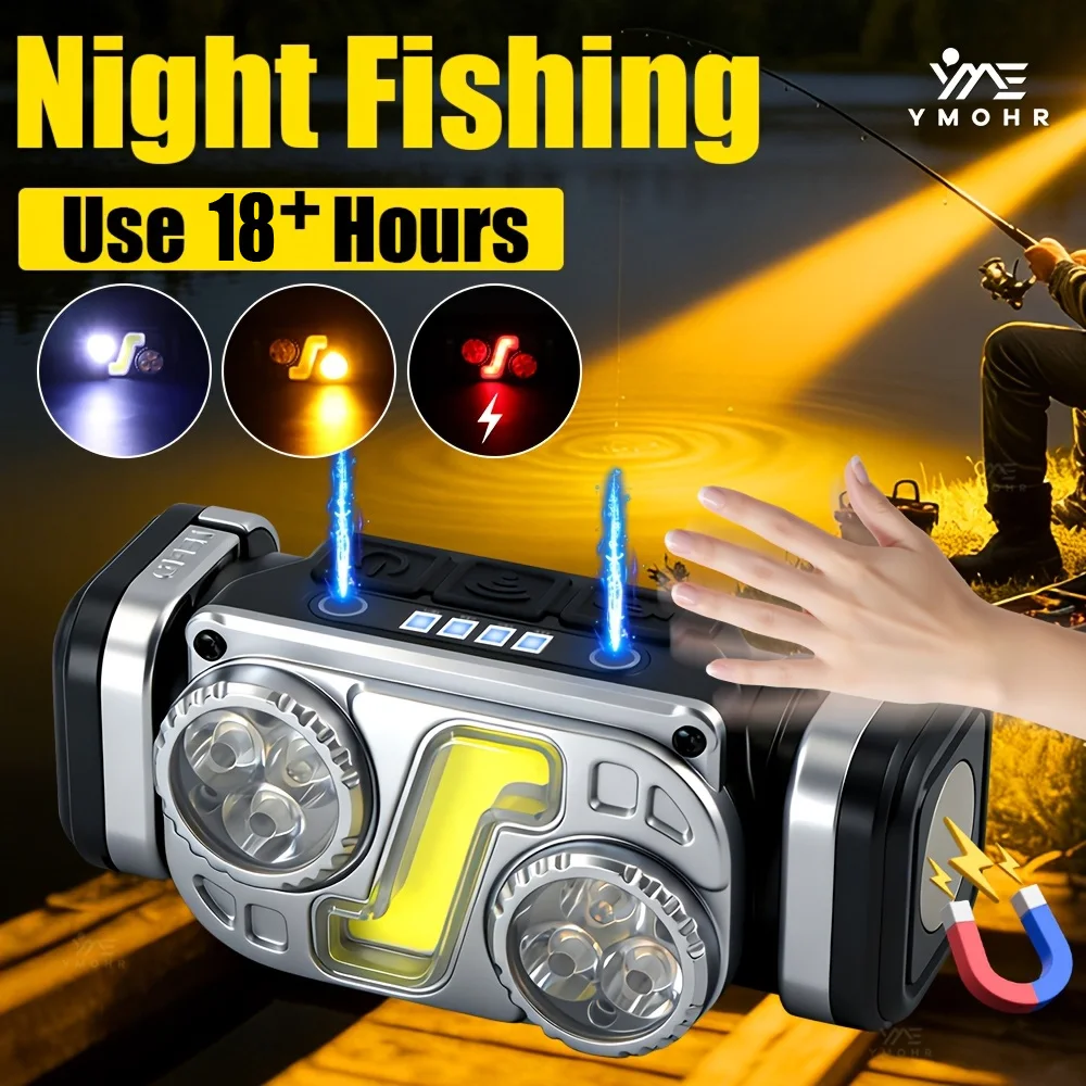 lanterna-de-cabeca-led-com-sensor-de-movimento-a-prova-d'Agua-magnetica-recarregavel-18650-potente-para-caminhadas-pesca-e-atividades-ao-ar-livre